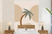 Behang - Fotobehang Palmboom - Pastel - Zomer - Breedte 155 cm x hoogte 240 cm