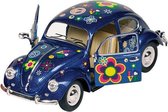 Metalen Volkswagen Kever Bloemen: 17 cm Blauw