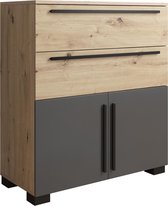 Commode Luke - Eiken - Grijs - 80 cm