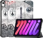 iPad Mini 6 Hoes Luxe Book Case Cover Hoesje (8,3 inch) - Eiffeltoren