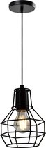 QUVIO Hanglamp industrieel - Lampen - Plafondlamp - Leeslamp - Verlichting - Verlichting plafondlampen - Keukenverlichting - Lamp - Draadlamp bol - D 15 cm - Zwart