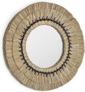 Kave Home - Akila ronde spiegel natuurvezels beige en zwart katoenen touw Ø 60 cm
