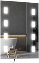 Medina Totowa Badkamerspiegel - Lichtspiege; - Wandspiegel - LED-Spiegel - Anti-Condens - 70 x 50 x 4 - Energiezuinig - Aanraakgevoelig - ZIlver