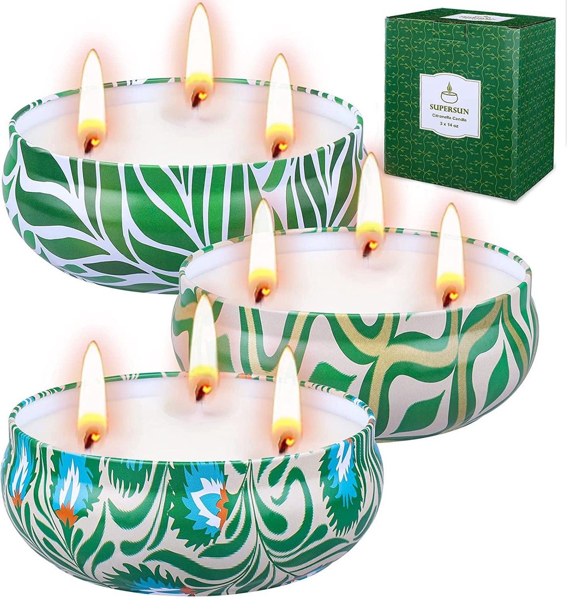 Set de trois bougies à la citronnelle - Grande bougie avec trois mèches et  240 heures... | bol.com