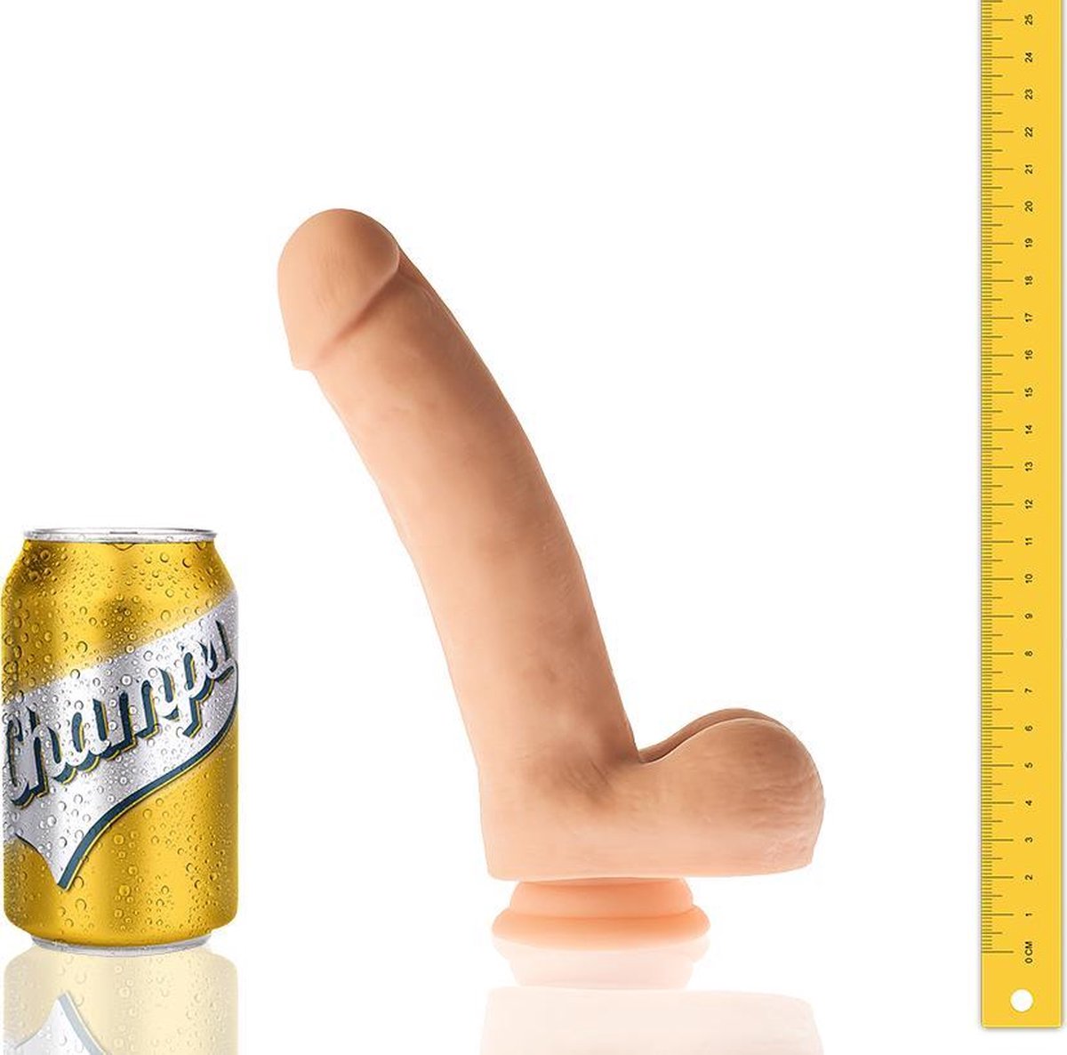 Goedkoopste Champs - Curly Realistiche Dildo met zuignap - 20 cm -Ook voor anaal gebruik - Beige