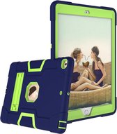Case2go - Tablet hoes geschikt voor iPad 2021 - 10.2 Inch - Schokbestendige Back Cover - Hybrid Armor Case - Blauw/Groen