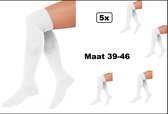 5x Paar Lange sokken wit gebreid mt.39-46 - Tiroler heren dames kniekousen kousen voetbalsokken festival Oktoberfest