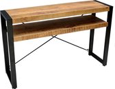 Sidetable Lucas met 2 planken 120x35x76 cm mangohout en metaal