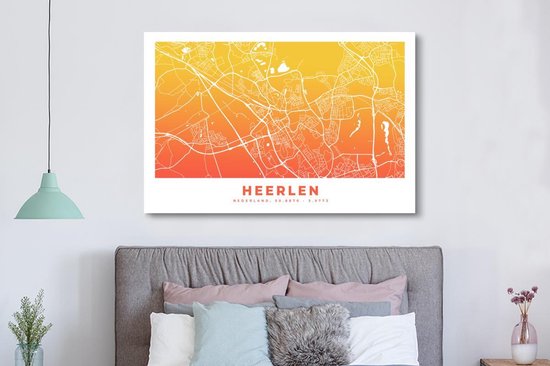 Toile Peinture Plan de Ville - Heerlen - Nederland - 180x120 cm - Décoration murale XXL