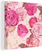 Tableau sur toile Roses - Fleurs - Motif - 50x50 cm - Décoration murale