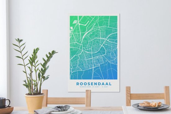 Tableau sur toile Carte de ville - Roosendaal - Nederland - Blauw - 40x60 cm - Décoration murale