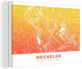 Toile Peinture Plan de Ville - Malines - België - Jaune - 180x120 cm - Décoration murale XXL