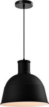 QUVIO Hanglamp industrieel - Lampen - Plafondlamp - Leeslamp - Verlichting - Keukenverlichting - Lamp - Fabriekslamp rond - E27 Fitting - Voor binnen - Met 1 lichtpunt - D 33 cm - Zwart