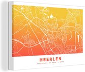 Canvas Schilderij Stadskaart - Heerlen - Nederland - 120x80 cm - Wanddecoratie