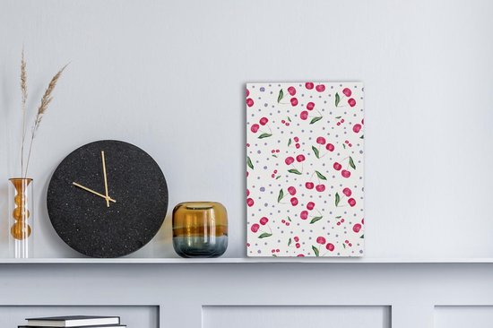 Toile Peinture Cerises - Fruits Rouges - Motifs - 20x30 cm - Décoration murale