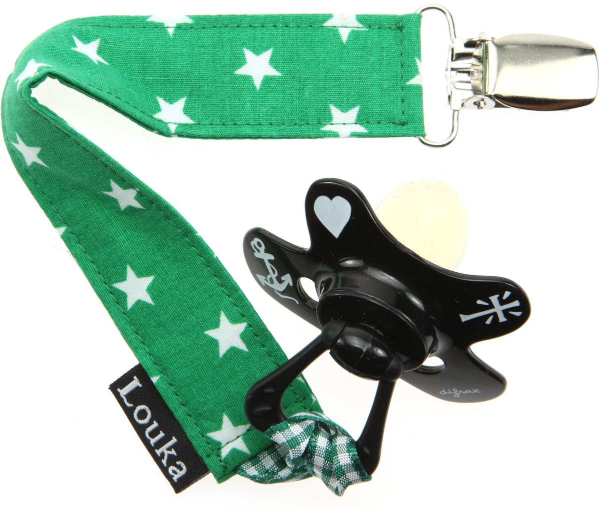 Louka Speenkoord gras groen met witte ster - speenketting Louka Speenkoord gras groen met witte ster - speenketting