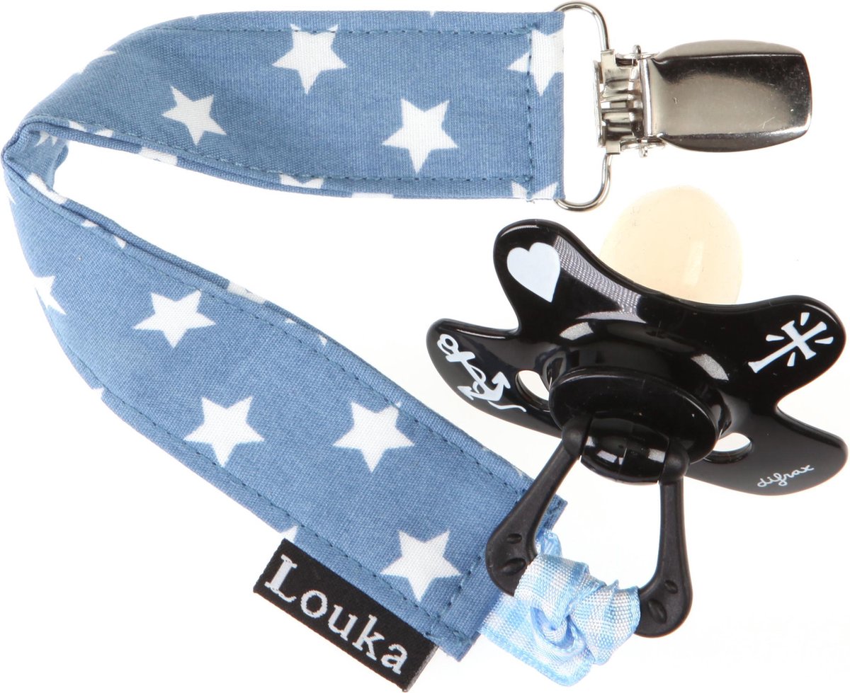 Goedkoopste Louka Speenkoord jeans blauw met witte ster - speenketting