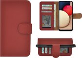 Hoesje Samsung Galaxy A03s - Bookcase - Samsung A03s Hoesje Book Case Portemonnee Wallet Echt Leder Rood Cover