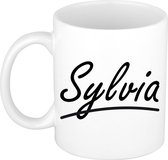 Sylvia naam cadeau mok / beker sierlijke letters - Cadeau collega/ moederdag/ verjaardag of persoonlijke voornaam mok werknemers
