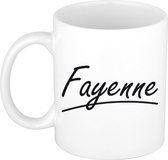 Fayenne naam cadeau mok / beker sierlijke letters - Cadeau collega/ moederdag/ verjaardag of persoonlijke voornaam mok werknemers