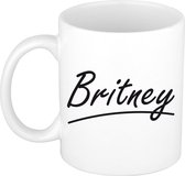 Britney naam cadeau mok / beker sierlijke letters - Cadeau collega/ moederdag/ verjaardag of persoonlijke voornaam mok werknemers