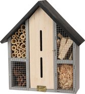 Vlinderhuis/bijenhuis/wespenhotel voor insecten 29 cm grijs - Tuindecoratie - Diervriendelijk - Vlinderhuis/lieveheersbeestjehuis