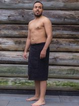 Sauna handdoek heren zwart XXL - omslagdoek met klittenband