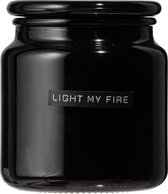 Wellmark Grote geurkaars frisse linnen zwart glas 'light my fire'