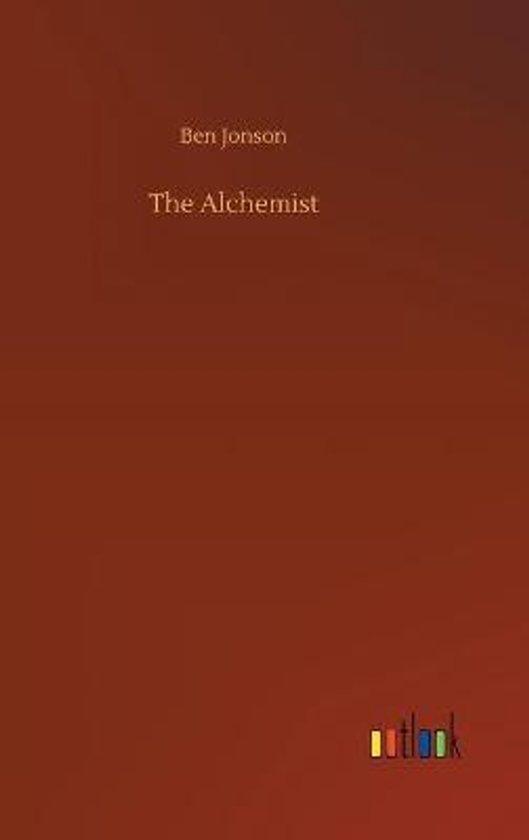 Boek 'The Alchemist' van Ben Jonson op een roodbruine achtergrond met het Outlook-logo.