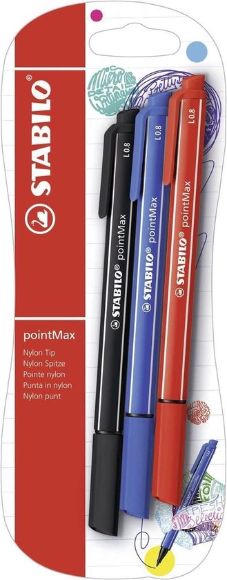 3 stylos feutre stabilo pointmax-noir
