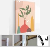 Set of backgrounds for social media platform, instagram stories, banner with abstract shapes,still life, peony, vases and woman shape - Modern Art Canvas - Vertical - 1727902054 - 40-30 Verti