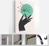 Abstract poster collection with hand holding flowers, insects, reptilies: bug, snake. Set of contemporary scandinavian print templates - Modern Art Canvas - Vertical - 1811567389 - 50*40 Vert
