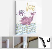 Happy Valentine's Day set cards. Handdrawn romantic lettering - Modern Art Canvas - Vertical - 1627077013 - 50*40 Vertical