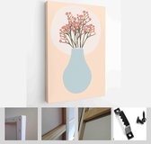 Abstract still life in pastel colors. Collection of contemporary art. Abstract paper cut elements, flowers for social media, posters, postcards, print - Modern Art Canvas - Vertica