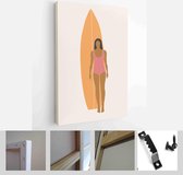 Set of abstract female shapes and silhouettes on retro summer background. Abstract women portraits in pastel colors - Modern Art Canvas - Vertical - 1766265035 - 80*60 Vertical