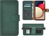 Samsung Galaxy A03s Hoesje - Bookcase - Samsung A03s Hoesje Book Case Portemonnee Wallet Echt Leder Groen Cover