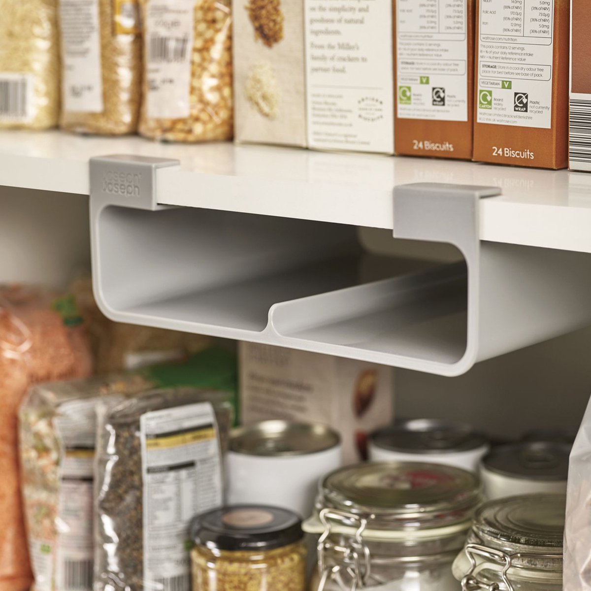 Joseph Joseph Keukenkastorganizer voor Aluminiumfolie, Huishoudfolie, Bakpapier en Zakjes – Ruimtebesparende Houder - Grijs - Medium op Prijzenvolger.com