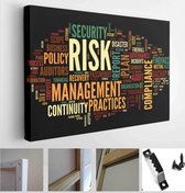 Itsallcanvas - Schilderij - Risk And Compliance In Word Tag Cloud On Art Horizontal Horizontal - Multicolor - 60 X 80 Cm