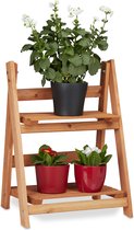 bloemenstandaard hout - 2 etages - inklapbaar - 51x41x25 cm - bruin