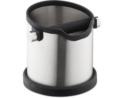 uitklopbak koffie - rubberen stang - voor koffiedik - roestvrij staal - zilver