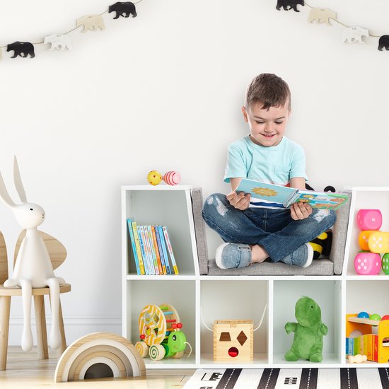 en.casa] Kinderrek met zitbank Høylandet 76x112x40 cm met opbergvakken