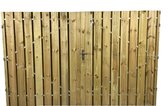 Schuttingdeur dubbele tuinpoort grenen inclusief stalen frame en cilinderslot 240 x 180 rechtsdraaiend