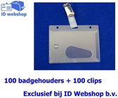 Badgehouder ID badge houder 100 stuks incl clip (transparant)