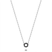Twice As Nice Halsketting in zilver, cirkel, 5 mm, zwarte zirkonia 38 cm+5 cm