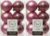 96x Oud roze kunststof kerstballen 6 cm - Mat/glans - Onbreekbare plastic kerstballen - Kerstboomversiering oud roze