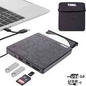 Dazar® - 4 in 1 Externe DVD Speler en Brander - USB C Hub 3.0 & (Micro) SD Kaart Lezer voor Laptop Windows & Mac - Plug & Play Inclusief Beschermhoes