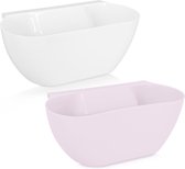 Navaris 2x opvangbak voor keukenafval - Hangende vuilnisbak voor keukenkastjes of -lades - Aanrecht afvalbak 3,8L - Vaatwasserbestendig - Wit en roze