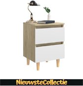 luxe Scandinavische houten nachtkastjes set van 2 eiken + wit - nachtkastje - 2 stuks - slaapkamer - industrieel - modern - meubels - Nieuwste Collectie