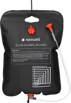 Navaris campingdouche op zonne-energie - 20 liter - Verwarmbare camping douchezak met douchekop, slang en kraan - Ideaal voor reizen en kamperen