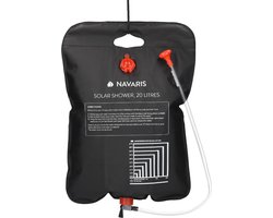 Navaris campingdouche op zonne-energie - 20 liter - Verwarmbare camping douchezak met douchekop, slang en kraan - Ideaal voor reizen en kamperen